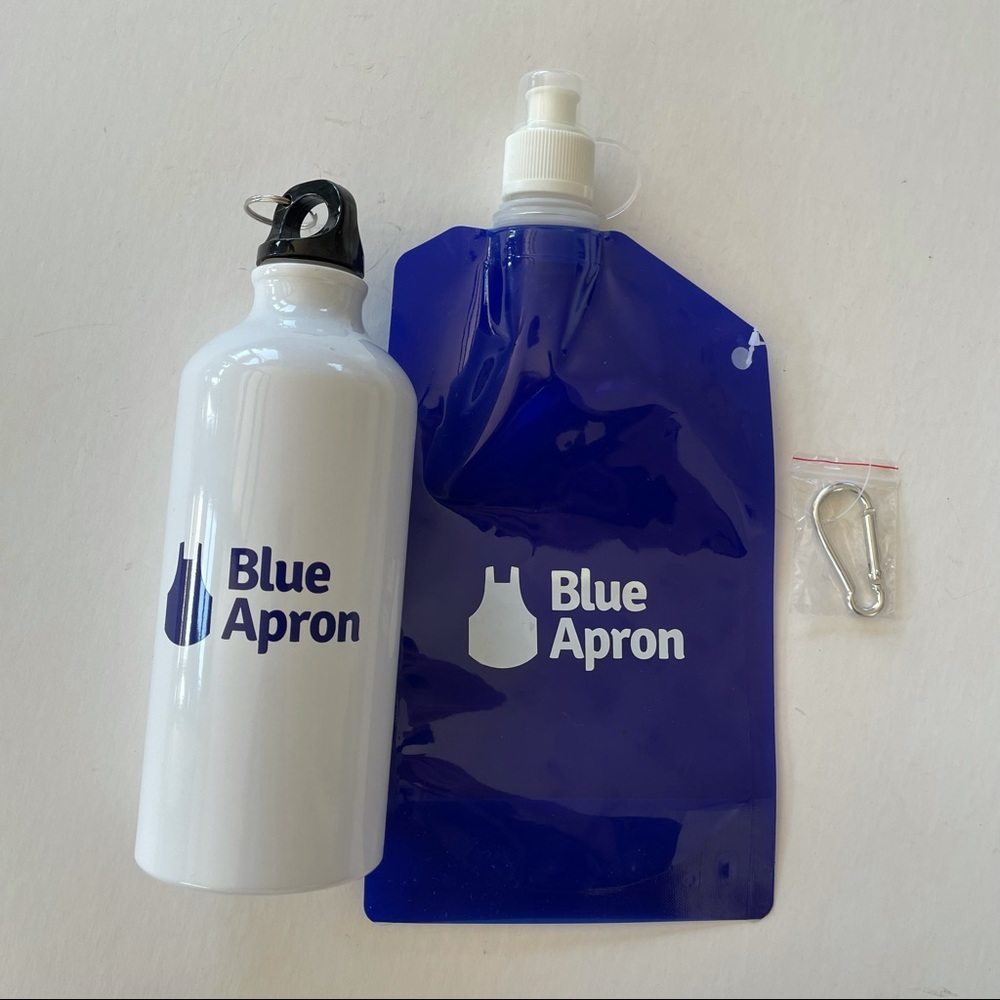 Blue Apron Thermos and Collapsible Water Bottle